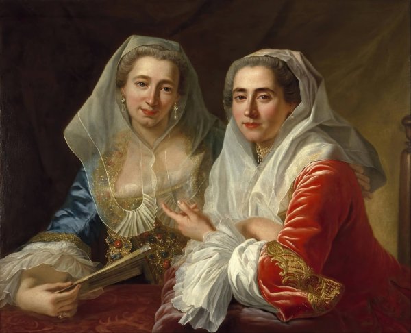 The Mirabita Sisters  by Antoine De Favray - Hand-Painted Oil Painting Reproduction