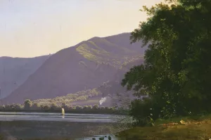 View of Lake Nemi by Antoine-Felix Boisselier Oil Painting