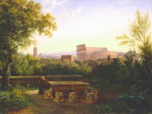 View of the Colosseum from the Orti Farnesiani by Antoine-Felix Boisselier Oil Painting