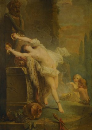A Bacchante Playing The Cymbols Before A Statue Of Pan by Antoine-Francois Callet Oil Painting