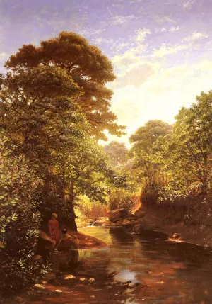 Water Carriers on the Banks of a River by Antoine Gadan Oil Painting