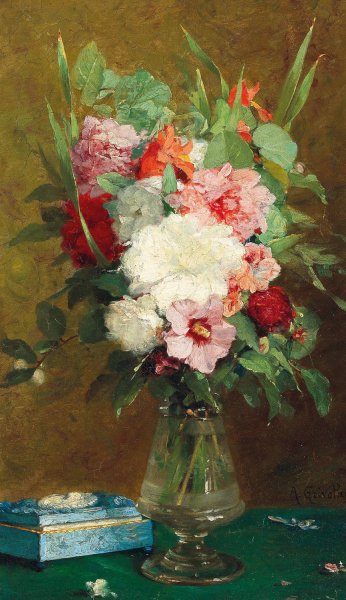Main Product Photo of Summer Flowers In A Glass Vase Painting by Antoine Grivolas