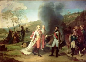 Entrevue de Napoleon Ier et de Francois II Apres la Bataille d'Austerlitz painting by Antoine-Jean Gros