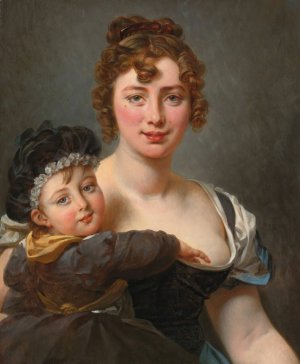 Portrait of Francoise Simonnier And Her Daughter by Antoine-Jean Gros Oil Painting