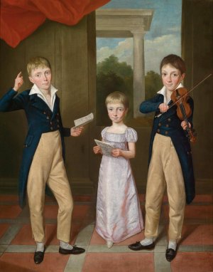 Three Children in a House Concert by Antoine-Jean Gros Oil Painting