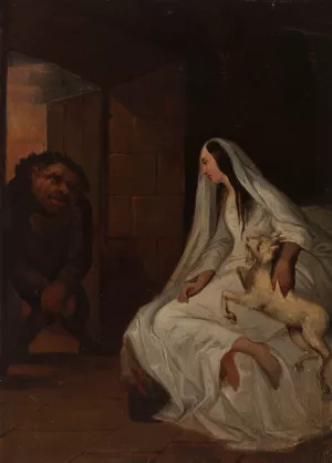 Esmeralda et Quasimodo by Antoine Johannot Oil Painting