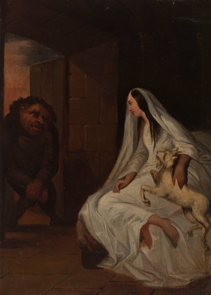 Esmeralda et Quasimodo  by Antoine Johannot - Hand-Painted Oil Painting Reproduction
