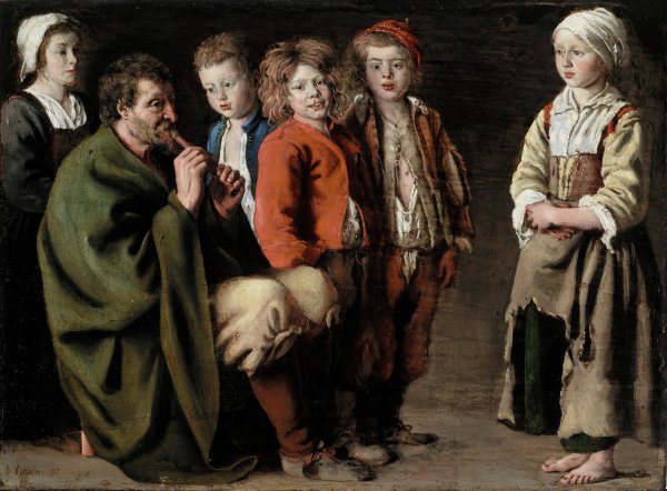 The Village Piper  by Antoine Le Nain - Hand-Painted Oil Painting Reproduction