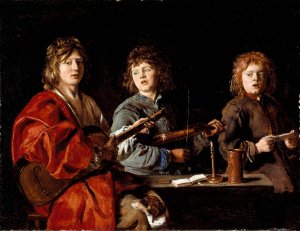 Three Young Musicians by Antoine Le Nain Oil Painting