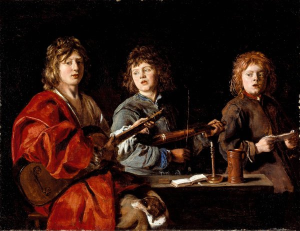 Three Young Musicians  by Antoine Le Nain - Hand-Painted Oil Painting Reproduction