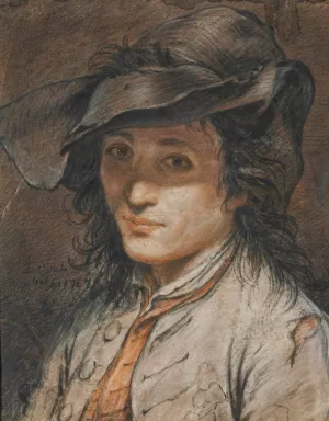 Portrait d'homme au chapeau by Antoine Lebel Oil Painting