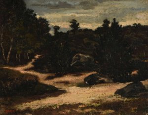 Chemin sableux en foret de Fontainebleau by Antoine-Louis Barye Oil Painting