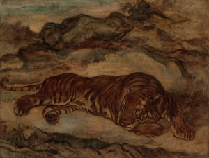 Tiger in Repose by Antoine-Louis Barye Oil Painting