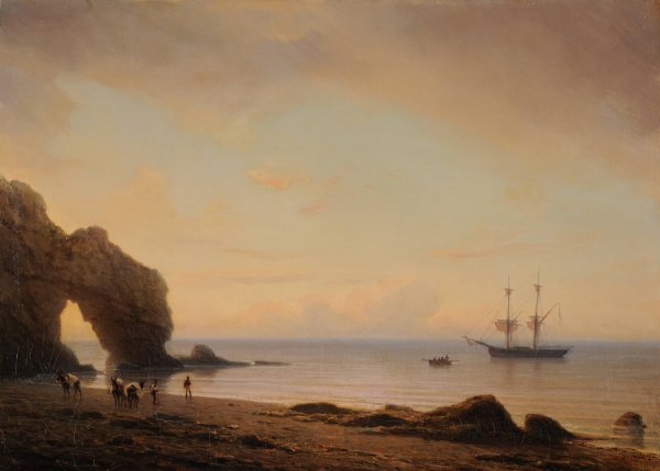 Etretat; la porte d'Aval  by Antoine Morel-Fatio - Hand-Painted Oil Painting Reproduction