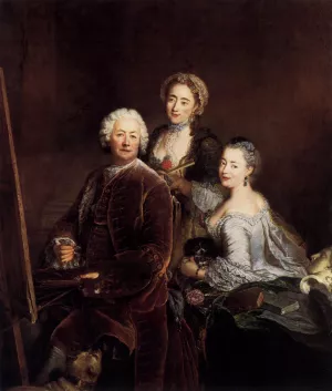 Self-Portrait with Daughters by Antoine Pesne Oil Painting