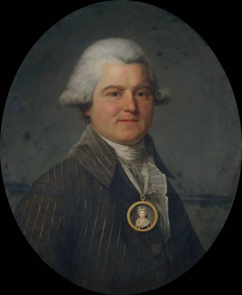Main Product Photo of Portrait d'homme portant en sautoir un medaillon a l'effigie de sa femme  Painting by Antoine Vestier