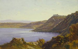 The Alban Lake by Antoine Victor Edmond Joinville Oil Painting