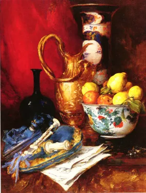 A Still Life with a Bowl of Fruit by Antoine Vollon - Oil Painting Reproduction