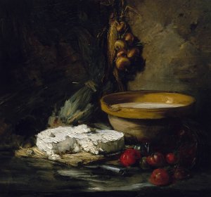 Still Life with Cheese by Antoine Vollon Oil Painting