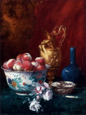 Still Life with Peaches by Antoine Vollon - Oil Painting Reproduction