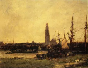 View of Antwerp by Antoine Vollon Oil Painting