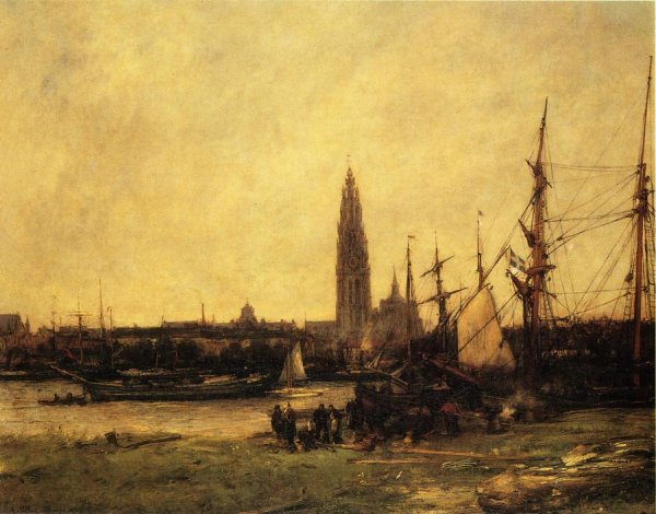 Main Product Photo of View of Antwerp Painting by Antoine Vollon