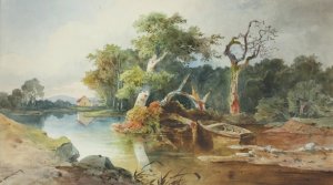 Flusslandschaft by Anton Altmann Oil Painting