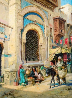 The Orange Merchant In Cairo by Anton Binder Oil Painting