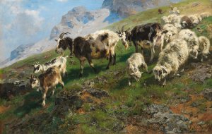 Almabtrieb by Anton Braith Oil Painting