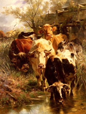Heading For Water by Anton Braith Oil Painting