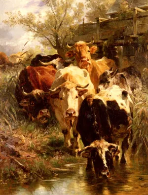 Heading For Water by Anton Braith Oil Painting