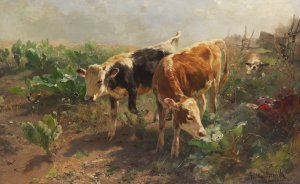 Vertreibung vom Gemuseacker by Anton Braith Oil Painting