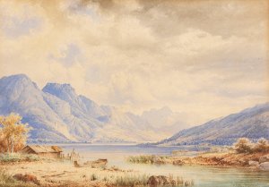 Bergsee mit Bootshaus by Anton Doll Oil Painting