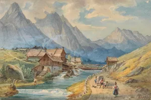 Dorf am Gebirgsbach by Anton Doll Oil Painting
