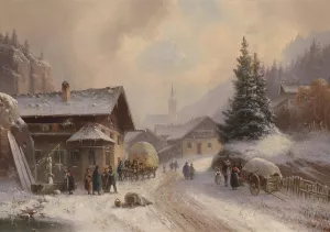Dorfstrase im Winter by Anton Doll Oil Painting