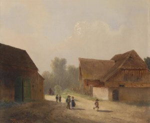 Kinder am Heimweg by Anton Doll Oil Painting