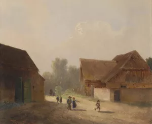 Kinder am Heimweg by Anton Doll Oil Painting