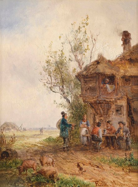 Rast vor dem Wirtshaus by Anton Doll - Hand-Painted Oil Painting Reproduction