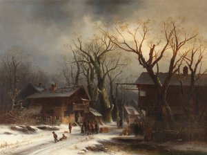 Verschneites Dorf by Anton Doll Oil Painting
