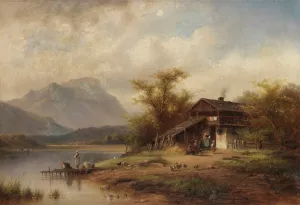 Waschtag am Oberbayrischen See by Anton Doll Oil Painting