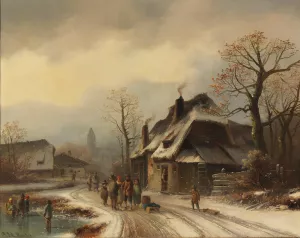 Winterliche Dorfansicht by Anton Doll Oil Painting