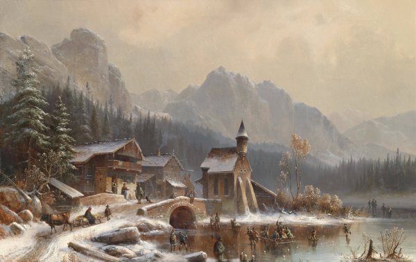Wintervergnugen by Anton Doll - Hand-Painted Oil Painting Reproduction