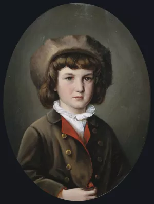 Bildnis eines Jungen in gruner Jacke mit Pelzmutze by Anton Ebert Bildnis eines Jungen in gruner Jacke mit Pelzmutze by Anton Ebert Oil Painting