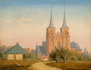 Roskilde Cathedral by Anton Eduard Kieldrup Oil Painting