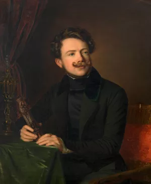 Friedrich Otto von Leber, Altertumsforscher und Schriftsteller Oil painting by Anton Einsle