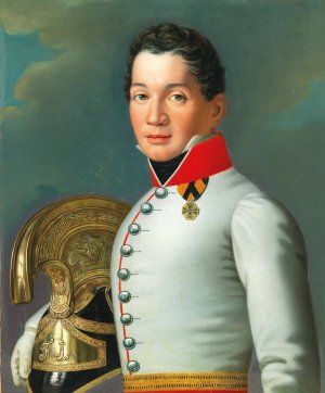 Portrait of a Lieutenant of the 4th Upper Austrian and Salzburg Dragoons by Anton Einsle Oil Painting