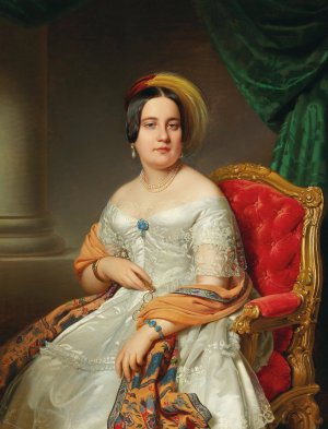 Portrait of Louise von Wertheimstein by Anton Einsle Oil Painting
