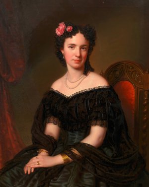 Theresia Stricker, geb. Grohe by Anton Einsle Oil Painting