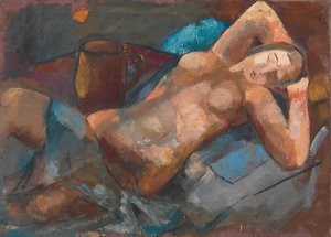 Liegender weiblicher Akt by Anton Emanuel Peschka Oil Painting
