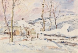 Winterplastiken am Weidezaun by Anton Emanuel Peschka Oil Painting